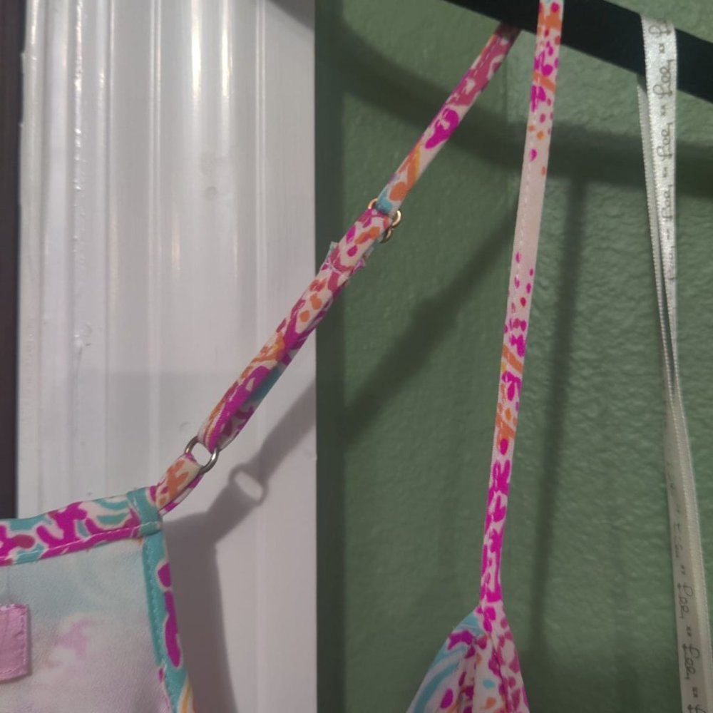 VEUC Sz M Lilly Pulitzer Sea Silk Dusk dress - Hot Pink, Turquoise, Coral, White - Picture 10 of 11